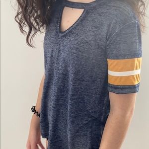Navy Cutout Shirt